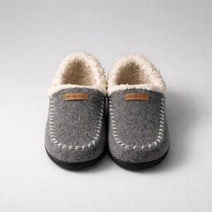 GAA HUU WOOL LOOK Polyester Lined Slippers Size 7/8 Rubber Soles